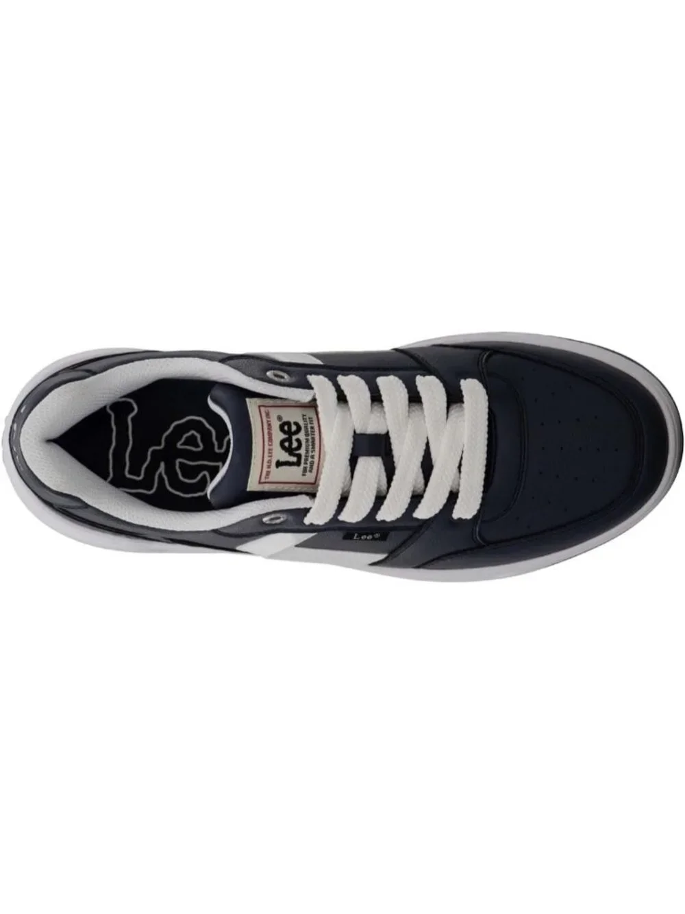 Lee Men's Navy White Imported Rubber Faux Leather Adjustable Lace Up Sneakers